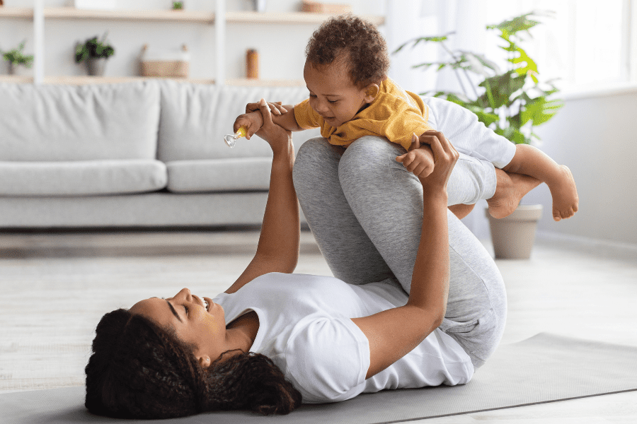 mom exercising with baby - get back to fitness