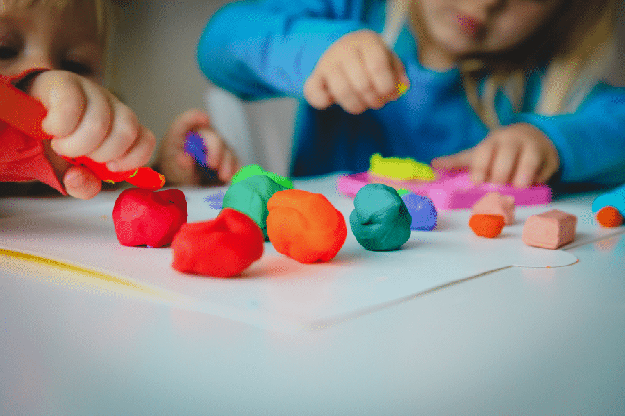 painting with playdough